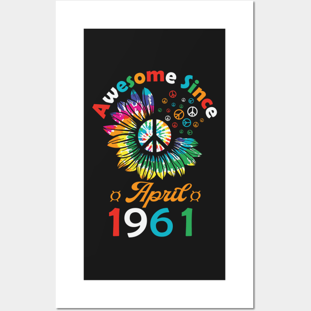 Funny Birthday Quote, Awesome Since April 1961, Retro Birthday Wall Art by Estrytee